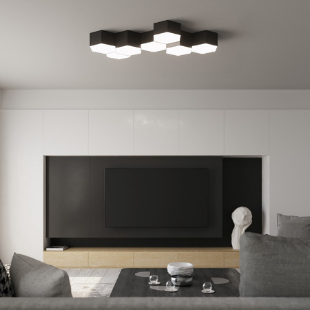 Stropné svietidlo na povrchovú montáž 2x E27 Plafond Polygonal Black Modern Sunde Sollux