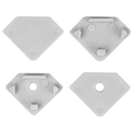 Hliníkový rohový LED profil povrchová montáž biely 2 m s matným difúzorom pre LED pásy + koncové krytky séria Ecolight R