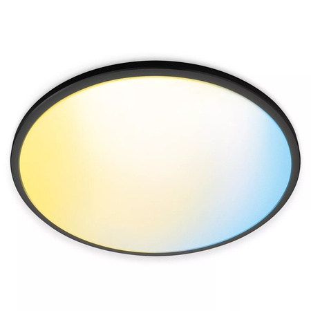 Plafond LED stropné svietidlo na povrchovú montáž 22W 2450lm 2700-6500K TW 43cm čierne okrúhle Smart SMART WiFi Bluetooth App Superslim WiZ