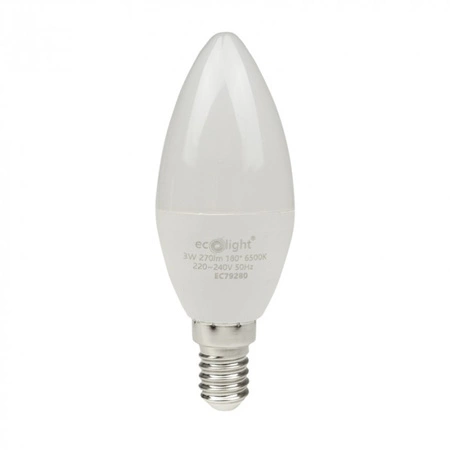 LED žiarovka B37 E14 3W 270lm 6500K studená biela Ecolight