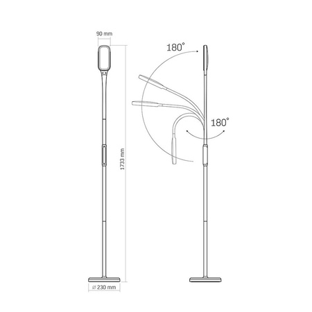 LED stojacia lampa 12W 1280lm 5500K studená biela Stmievateľná TOKIO Videx