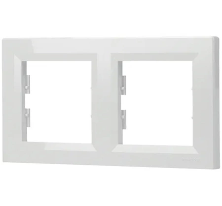 Vodorovný rámček pre 2 zásuvky biely ASFORA