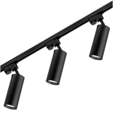 Sada prípojníc na osvetlenie 1,5 m + 3x RITI GU10 čierna LUMILED reflektor