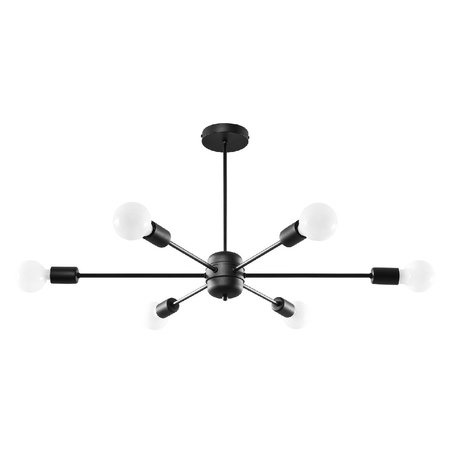 Stropné závesné svietidlo 6x E27 Luster nepravidelný čierny Moderné svietidlo Lango Sollux