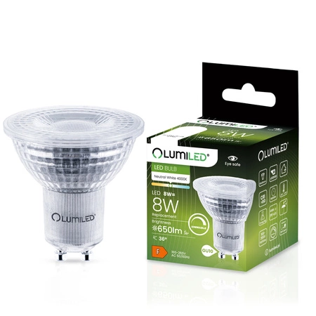 10x LED žiarovka GU10 Reflector PAR16 8W = 80W 650lm 4000K neutrálna biela 36° Stmievateľná LUMILED