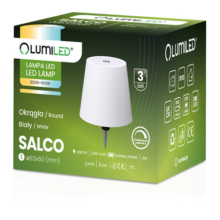 Stolová lampa Nightstopper na fľašu vína USB CCT 3 farby SALCO White LUMILED