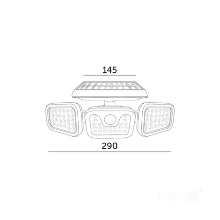 LED reflektor Solárne vonkajšie záhradné 1,5W lm 6000K studené so senzorom pohybu a súmraku IP44 čierna žiara Kobi