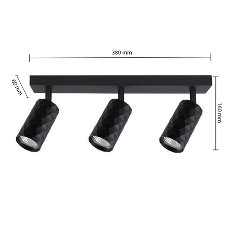 Bodové halogénové stropné svietidlo Tuba Reflector 3x GU10 Moving Black Glamour Masterled