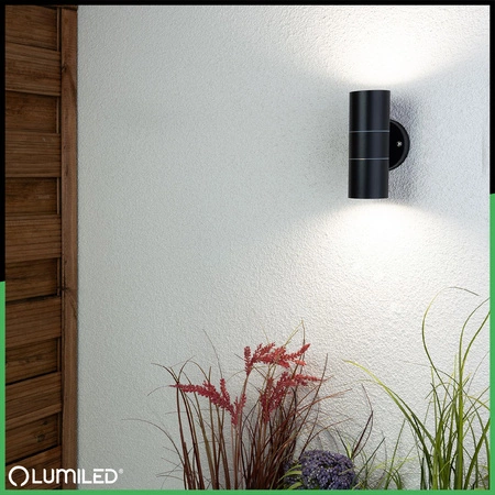 Záhradné nástenné svietidlo fasáda zhora nadol LED GU10 IP44 ZINNIA INOX LUMILED