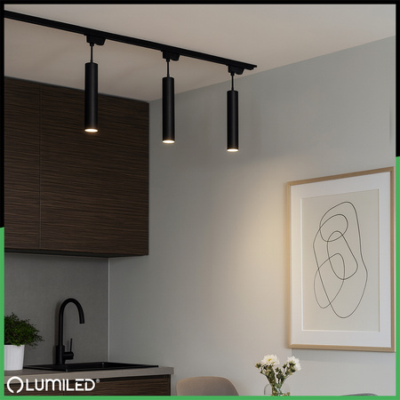 Osvetľovacia sada prípojníc 1m + 3x Soplo GU10 čierna LUMILED reflektor