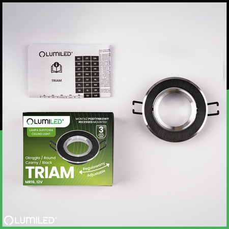 Halogénové skryté stropné svietidlo kruhové pohyblivé GU10 MR16 čierne TRIAM LUMILED