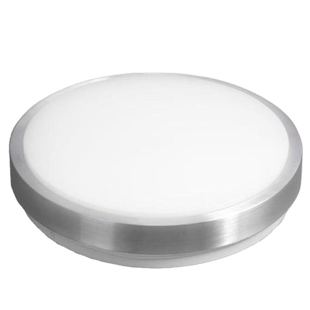 Plafond Stropné svietidlo 2x E27 Kúpeľňa Povrchová montáž 140° so snímačom pohybu IP44 Okrúhla strieborná Solen Masterled