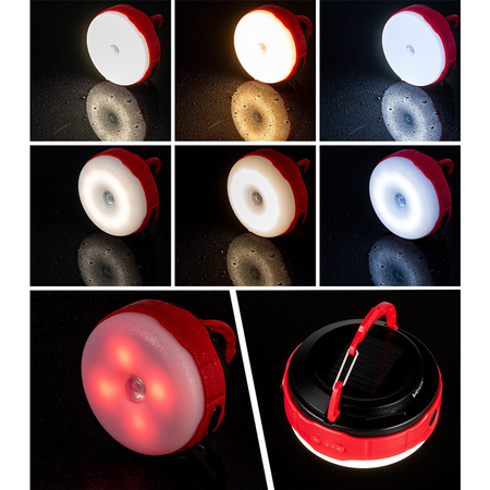 Nabíjateľná LED kempingová baterka 500lm 3000K-6500K Solárna USB-C Powerbank VA0100 VAYOX