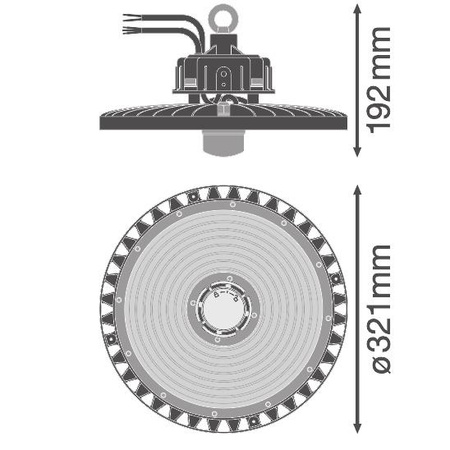 LED priemyselné svietidlo 190W 27000lm 4000K, neutrálna biela so súmrakovým snímačom pohybu čierne IP65 IK08 High Bay Gen 4 Ledvance