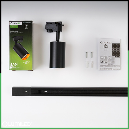 Sada osvetľovacích prípojníc 1m + 3x SAGI GU10 Black Gold LUMILED reflektor