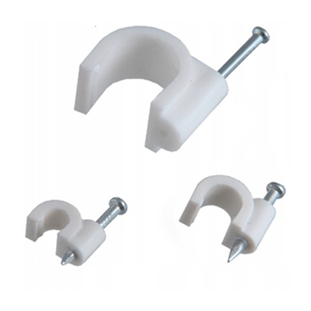 Káblový úchyt s drôteným klincom Okrúhly FLOP 8 mm biely