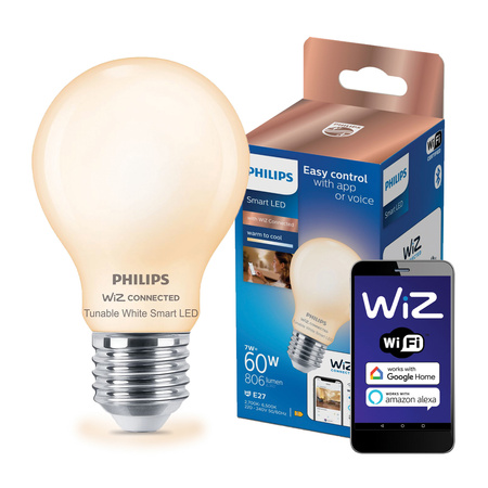 LED žiarovka E27 A60 7W = 60W 806lm 2700-6500K TW FILAMENT Smart SMART WiFi Bluetooth App WiZ Philips
