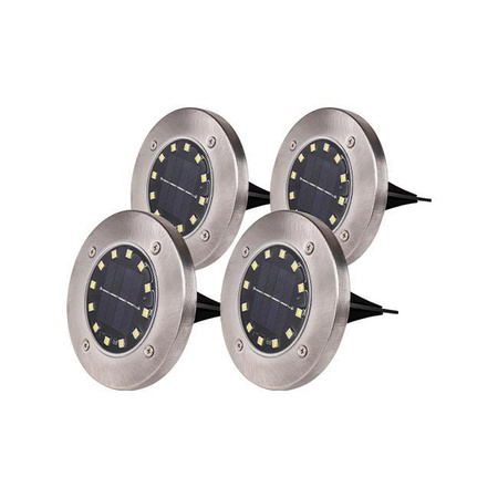 Sada 4x solárne záhradné svetlá LED poháňané disky 0,72W 6500K studené so súmrakovým senzorom Black Masterled