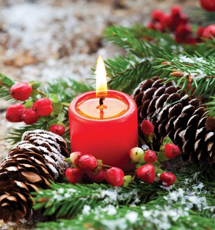 Sada 4 kusov metalických votivných sviečok 6x4 cm červená metalická