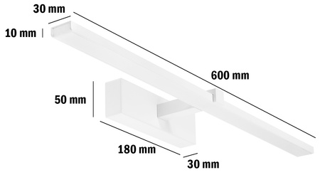 Svietidlo nad zrkadlo VENUS LED kúpeľňové nástenné svietidlo 12W 840lm Biele neutrálna biela 60 cm