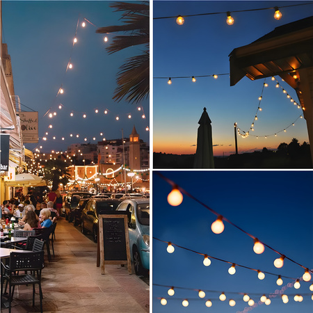 Solárna záhradná girlanda 50x LED okrasné gule 16,7 m teplé 3000K GLADI 2 LUMILED