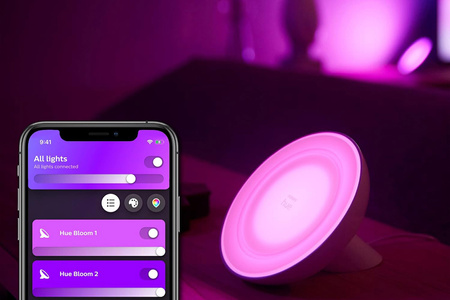 Stolová LED lampa na nočný stolík 7,3 W 500 lm IP20 Biela a farebná atmosféra RGB + TW Black Smart SMART Zigbee Bluetooth Bloom Philips HUE