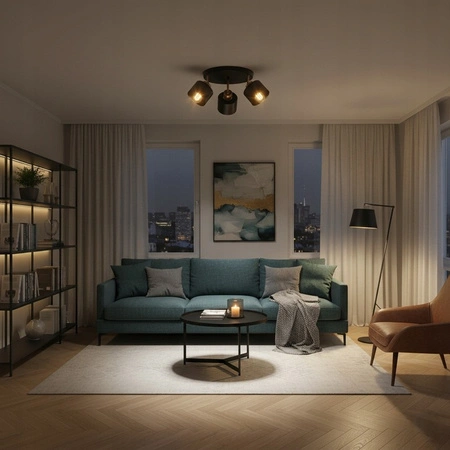 Spot Tuba Stropné svietidlo Reflektor Halogénové svietidlo 3x E27 Pohyblivé Čierna meď Elza Masterled