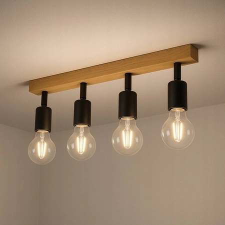 Bodové stropné svietidlo Tuba Reflektor Halogénové svietidlo 4x E27 Pohyblivé Čierna hnedá Eos Masterled