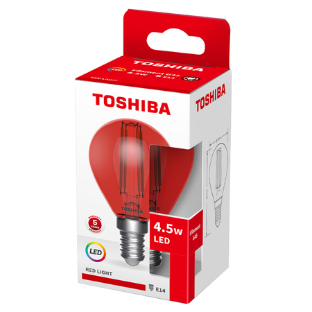 LED žiarovka E14 G45 4,5W Filament Red TOSHIBA
