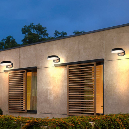 Záhradné nástenné svietidlo fasádne LED solárne svietidlo so senzorom pohybu a súmraku 4000K IP65