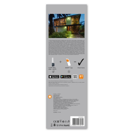 Vonkajšie záhradné svietidlo LED fasádne nástenné svietidlo 7,5 W 320 lm 3000K, teplá biela RGBW Stmievateľné IP44 Grey SMART+ WiFi Flare Ledvance