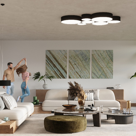 Stropné svietidlo Plafond 2x E27 Round Black Minimalist Arena Sollux