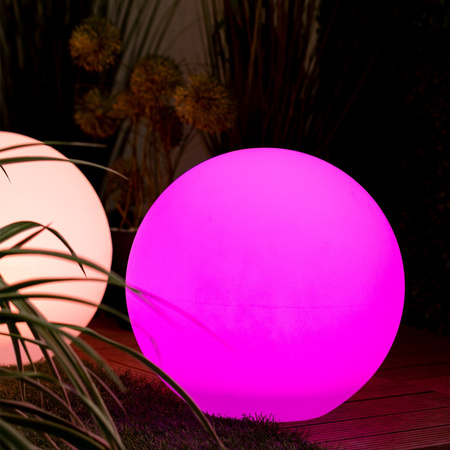 Záhradná SOLÁRNA LAMPA guľa pre záhradu GROUND LED RGB 30cm + diaľkové ovládanie