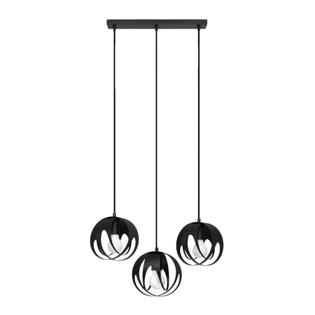 Stropné závesné svietidlo 3x E27 sférické čierne Moderné svietidlá Sollux