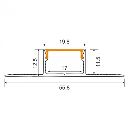 Hliníkový LED profil pre sadrokartón REGIPS široký pod dlaždice Biely 2m s matným difúzorom pre LED pásy + koncové krytky GNS Ecolight series