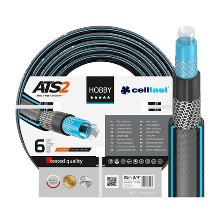 Záhradná hadica na vodu 6 vrstiev s opletom 3/4" 25 m silná HOBBY ATS2 CELLFAST