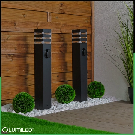 Vonkajšie stojace stožiare E27 LED Záhradné svietidlo so zásuvkou TAXUS 2 60cm LUMILED