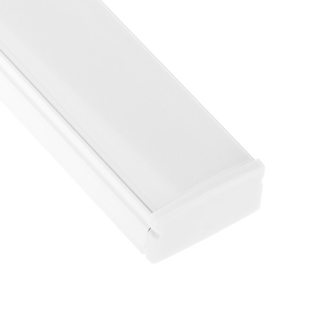 Hliníkový profil pre LED KM36 Silver Povrchová montáž 2m + Mliečny kryt + Koncové krytky