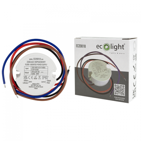 Vstupný napájací zdroj FI60 pre LED pásky 20W 24V 0,83A Hermetický IP67 Ecolight