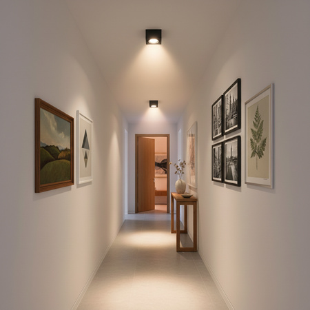 HALOGEN TUBE Spot Movable Square Black 50mm + LED vložka 7W 3000K AMAT-S LUMILED