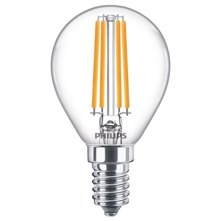 LED žiarovka E14 guľka P45 6,5W = 60W 806lm 2700K teplá biela FILAMENT LED Classic Philips