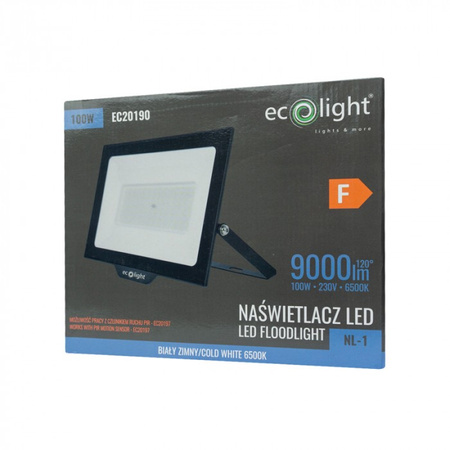 LED reflektor 100W 9000lm 6500K studený IP65 NL-1 Ecolight