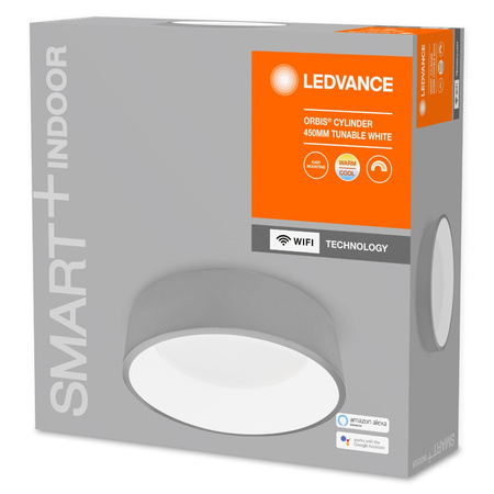 Plafond LED stropné svietidlo Povrchová montáž 26W 1050lm CCT Stmievateľná okrúhla sivá SMART+ WiFi cylinder Ledvance