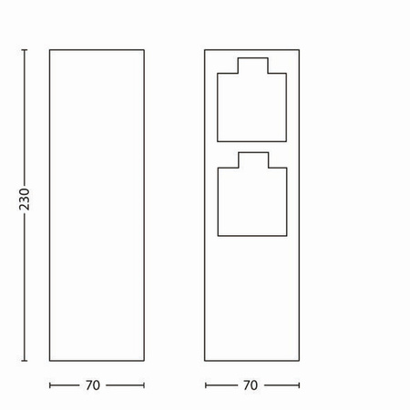 Elektrický záhradný stĺpik 23cm 2x 230V zásuvka IP44 Rock Philips