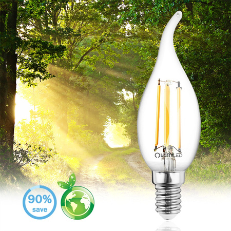 6x LED žiarovka E14 Candle BA35 7W = 60W 806lm 3000K Warm 360° FILAMENT LUMILED