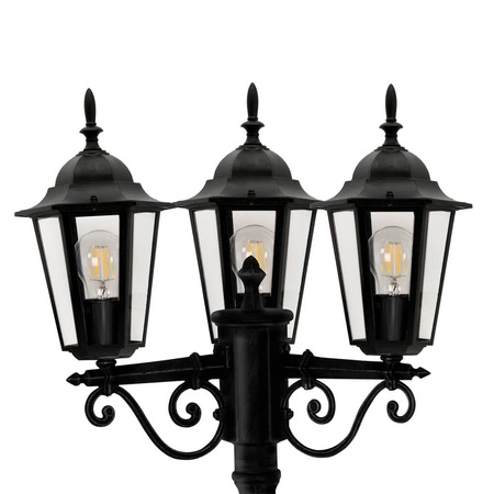 Záhradná stojaca lampa 3x E27 čierna IP43 Liguria Sanico Goldlux