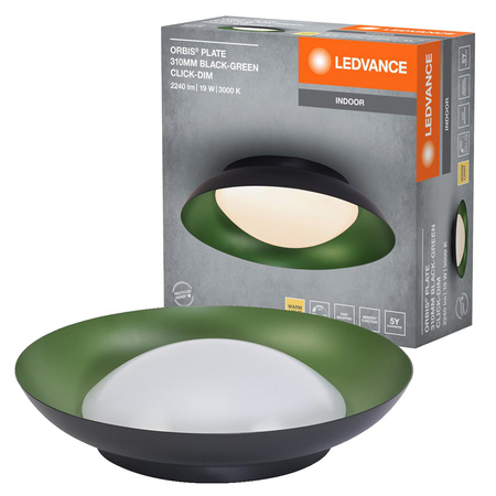 Povrchová kúpeľňová stropná lampa 19W 1000lm 3000K, teplá biela Black Green Stmievateľná Obris Ledvance