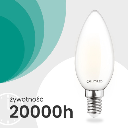 10x LED žiarovka E14 sviečka B35 2,2W 470lm = 40W 4000K neutrálna biela 360° vlákno CLASS A LUMILED
