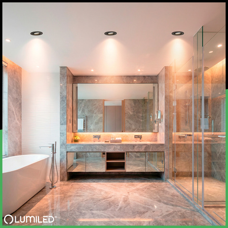 Halogénové svietidlo na zapustenú montáž Pohyblivé okrúhle čierne GU10 MR16 VENTUS Lumiled