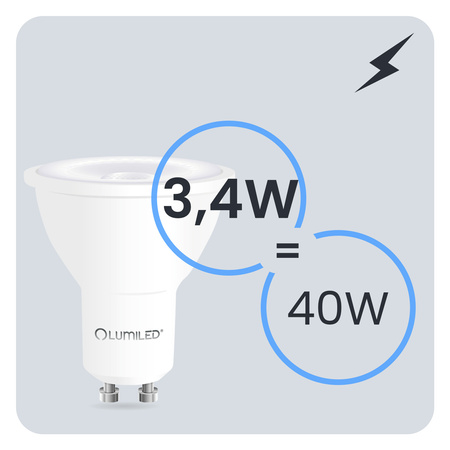 10x LED žiarovka GU10 s reflektorom PAR16 3,4W = 40W 470LM 4000K Neutrálne 38° LUMILED